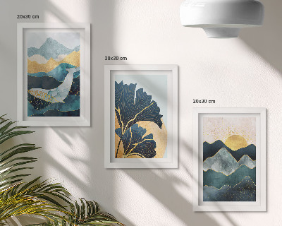 Gallery wall Abstracte esthetische vergezichten met bergen en planten.