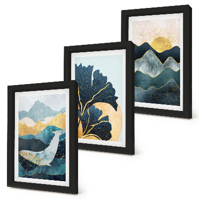 Gallery wall Abstracte esthetische vergezichten met bergen en planten.