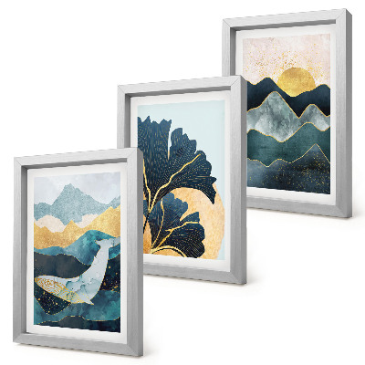 Gallery wall Abstracte esthetische vergezichten met bergen en planten.
