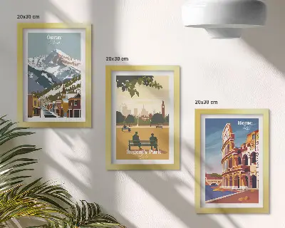 Set van ingelijste schilderijen met de bergen in Ouray Park en het Colosseum in Rome