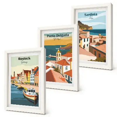 Gallery wall met uitzichten op Europese kust- en havensteden