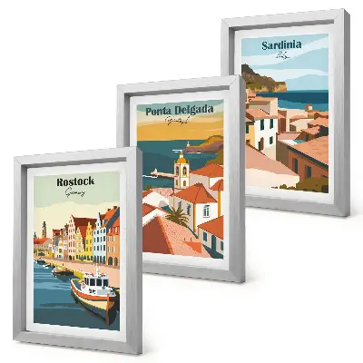 Gallery wall met uitzichten op Europese kust- en havensteden