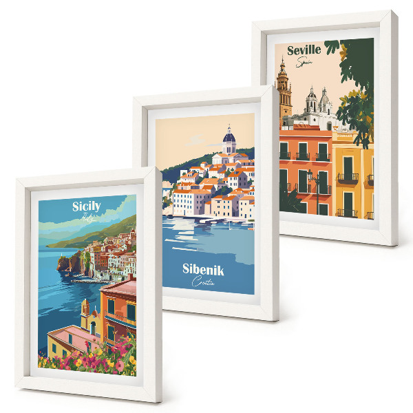Gallery wall Landschappen van Europese steden met kleurrijke gebouwen