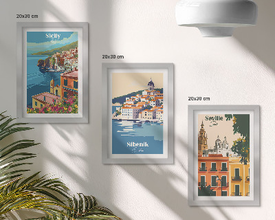 Gallery wall Landschappen van Europese steden met kleurrijke gebouwen