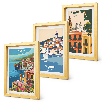 Gallery wall Landschappen van Europese steden met kleurrijke gebouwen