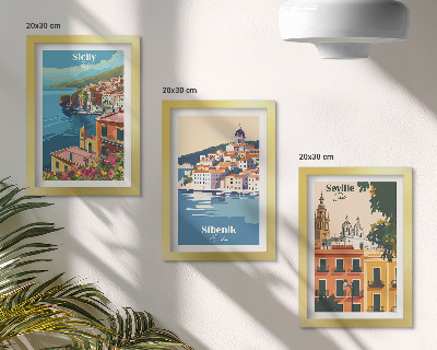 Gallery wall Landschappen van Europese steden met kleurrijke gebouwen