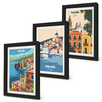 Gallery wall Landschappen van Europese steden met kleurrijke gebouwen