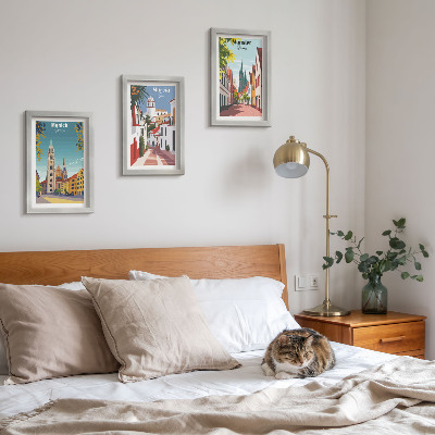 Gallery wall Europese steden in kleurrijke illustraties