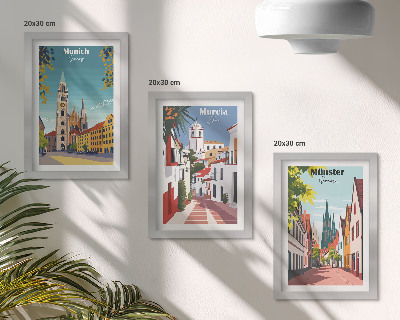 Gallery wall Europese steden in kleurrijke illustraties