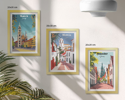 Gallery wall Europese steden in kleurrijke illustraties