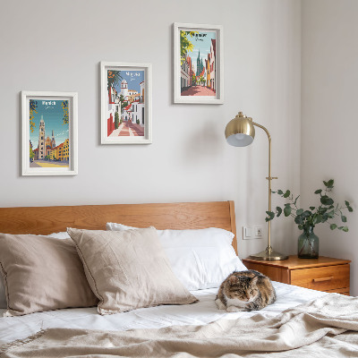Gallery wall Europese steden in kleurrijke illustraties