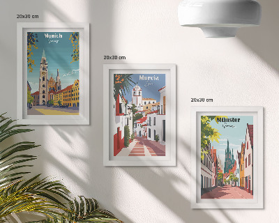 Gallery wall Europese steden in kleurrijke illustraties