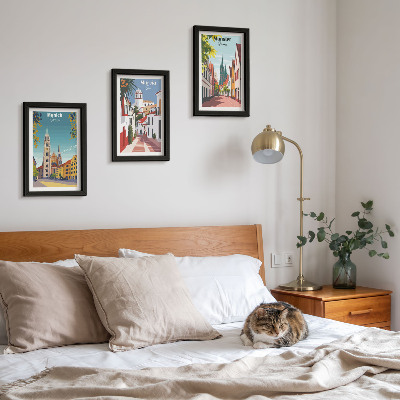 Gallery wall Europese steden in kleurrijke illustraties