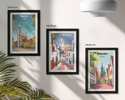 Gallery wall Europese steden in kleurrijke illustraties