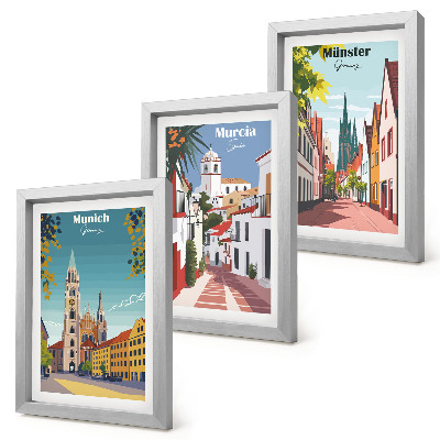 Gallery wall Europese steden in kleurrijke illustraties