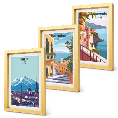 Gallery wall Kleurrijke, retro-achtige stadsgezichten