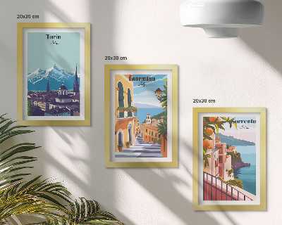 Gallery wall Kleurrijke, retro-achtige stadsgezichten