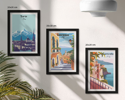 Gallery wall Kleurrijke, retro-achtige stadsgezichten