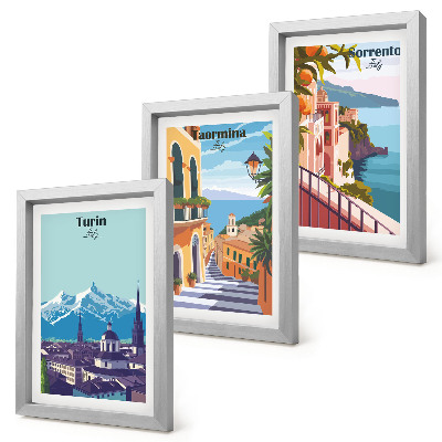 Gallery wall Kleurrijke, retro-achtige stadsgezichten