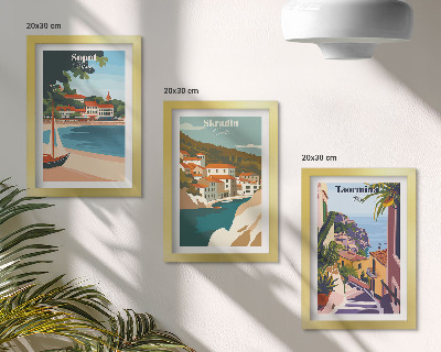 Gallery wall Stijlvolle illustraties van stadsgezichten aan zee