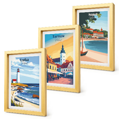 Set van ingelijste schilderijen Uitzicht op de Poolse steden Ustka Tarnów Sopot