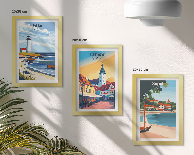 Set van ingelijste schilderijen Uitzicht op de Poolse steden Ustka Tarnów Sopot