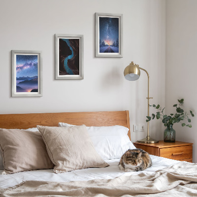 Gallery wall Nachtelijke hemel, bergen, kloof en winterlandschap