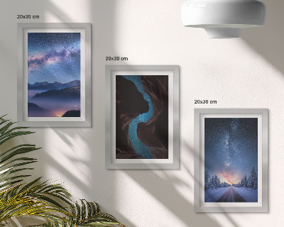 Gallery wall Nachtelijke hemel, bergen, kloof en winterlandschap