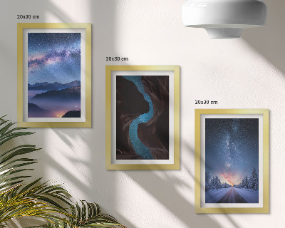 Gallery wall Nachtelijke hemel, bergen, kloof en winterlandschap