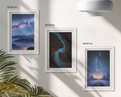 Gallery wall Nachtelijke hemel, bergen, kloof en winterlandschap