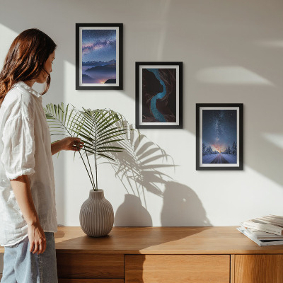 Gallery wall Nachtelijke hemel, bergen, kloof en winterlandschap