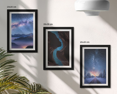 Gallery wall Nachtelijke hemel, bergen, kloof en winterlandschap