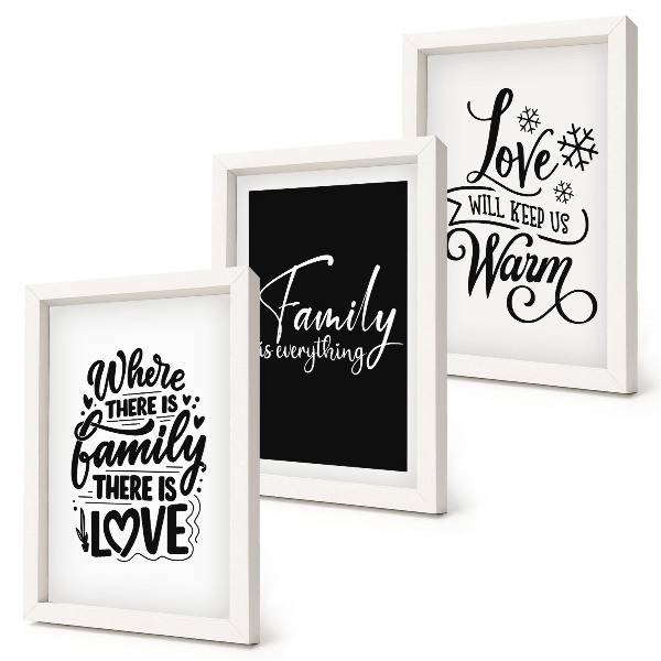 Set van ingelijste schilderijen Familie, liefde, warmte, thuis, inspirerende citaten