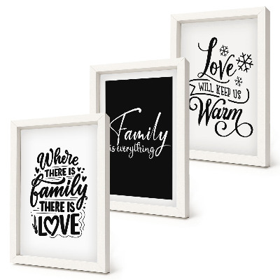 Set van ingelijste schilderijen Familie, liefde, warmte, thuis, inspirerende citaten