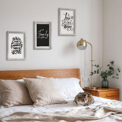 Set van ingelijste schilderijen Familie, liefde, warmte, thuis, inspirerende citaten