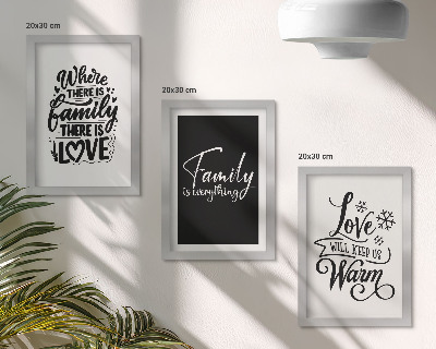 Set van ingelijste schilderijen Familie, liefde, warmte, thuis, inspirerende citaten