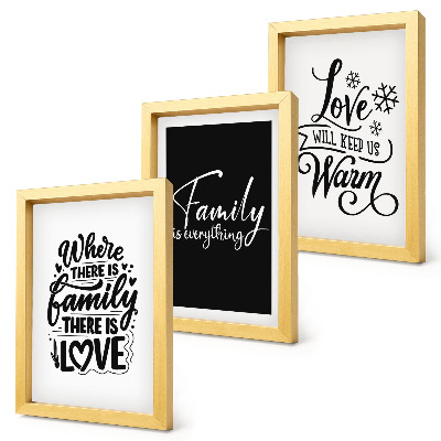 Set van ingelijste schilderijen Familie, liefde, warmte, thuis, inspirerende citaten