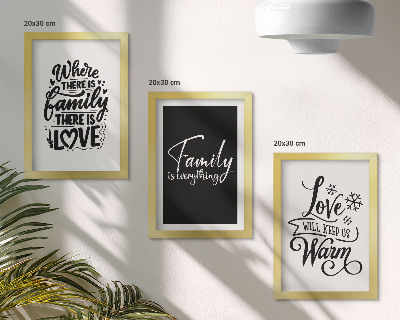 Set van ingelijste schilderijen Familie, liefde, warmte, thuis, inspirerende citaten