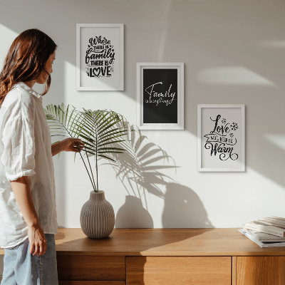 Set van ingelijste schilderijen Familie, liefde, warmte, thuis, inspirerende citaten