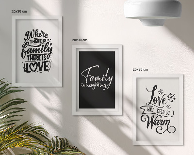 Set van ingelijste schilderijen Familie, liefde, warmte, thuis, inspirerende citaten