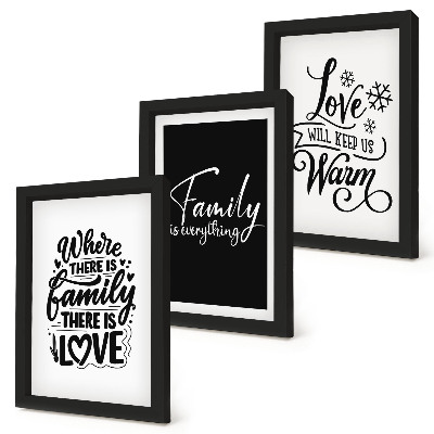 Set van ingelijste schilderijen Familie, liefde, warmte, thuis, inspirerende citaten