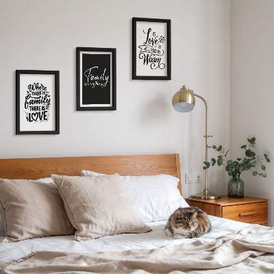 Set van ingelijste schilderijen Familie, liefde, warmte, thuis, inspirerende citaten