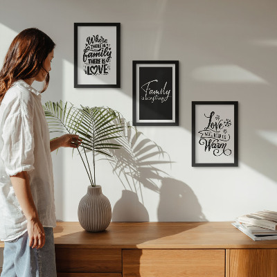 Set van ingelijste schilderijen Familie, liefde, warmte, thuis, inspirerende citaten