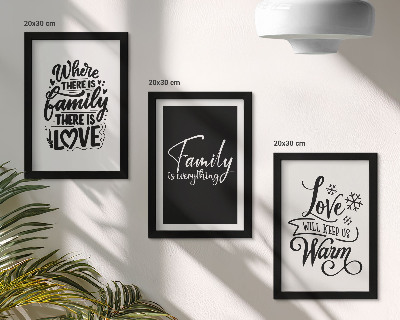 Set van ingelijste schilderijen Familie, liefde, warmte, thuis, inspirerende citaten