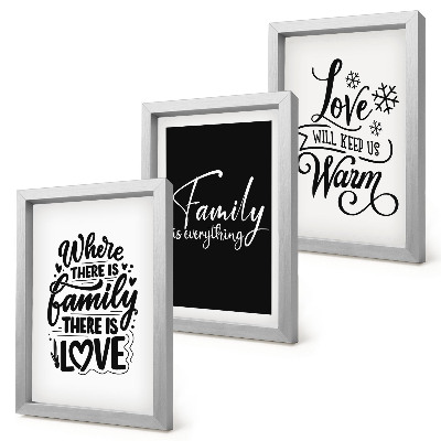 Set van ingelijste schilderijen Familie, liefde, warmte, thuis, inspirerende citaten