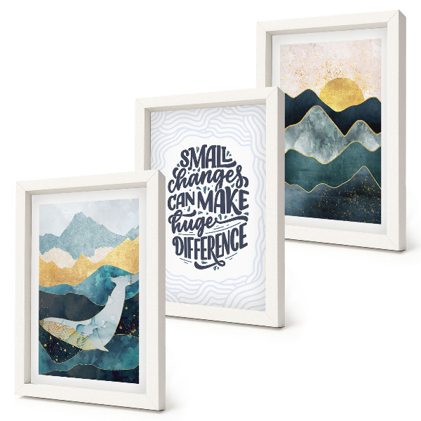 Gallery wall Abstracte berglandschappen, inspirerende inscriptie