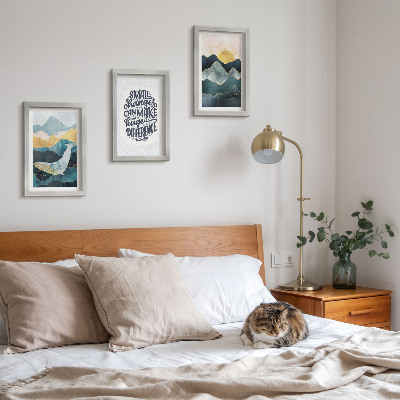 Gallery wall Abstracte berglandschappen, inspirerende inscriptie
