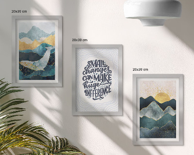 Gallery wall Abstracte berglandschappen, inspirerende inscriptie