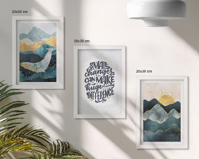 Gallery wall Abstracte berglandschappen, inspirerende inscriptie