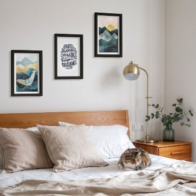 Gallery wall Abstracte berglandschappen, inspirerende inscriptie